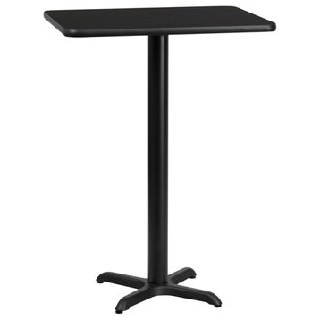 24''x30'' Rectangular Black Laminate Table Top,22''x22'' Bar Height Table Base