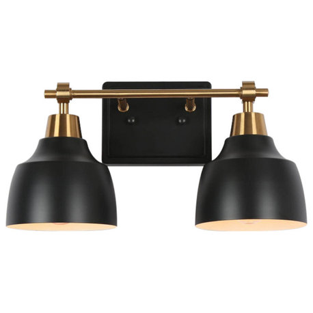 LNC 4-Light Modern Matte Black & Polished Gold Dome Vanity Lights for Bathroom, 2 Lights