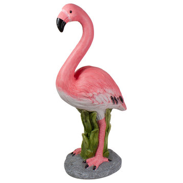 25.5" Pink Standing Flamingo Outdoor Garden Statue
