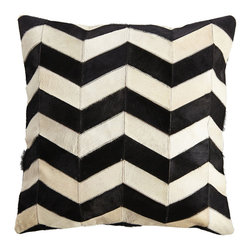CHEVRON COWHIDE PILLOW COVER &ndash; BLACK - NEW - Decorative Pillows