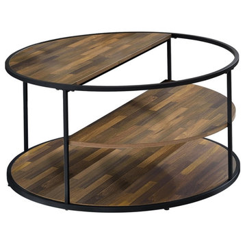 Furniture of America Marquesa Contemporary Wood Round Coffee Table in Black