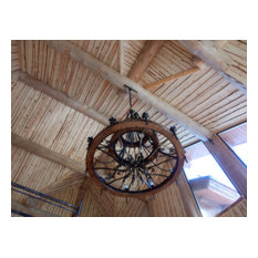 Wrought iron chandelier wagon wheel style