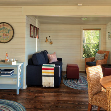 Reclaimed Wood Flooring in Lakeside Cabin Sunroom