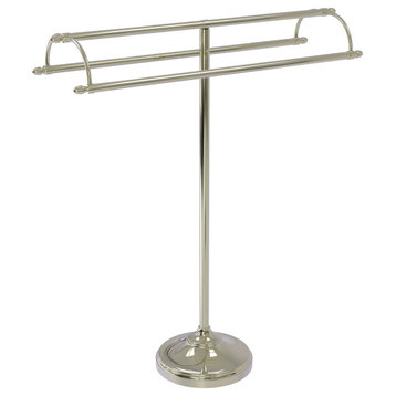 Free Standing Double Arm Towel Holder, Polished Nickel