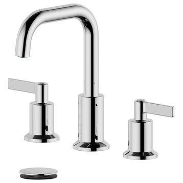 Kadoma Double Handle Polished Chrome Faucet, Drain Assembly Without Overflow