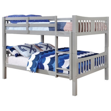 Furniture of America Edith Wood Full over Full Bunk Bed in Gray
