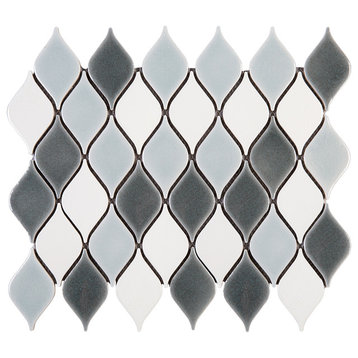 13.5"x10.88" Navi Mosaic Tile Sheet, Blue-Gray