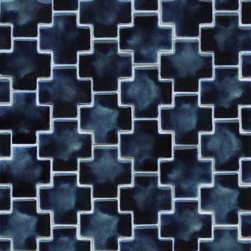 York mosaic in Cobalt crackle glaze.