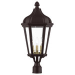 Livex Lighting - Livex Morgan 3 Light Bronze, Antique Gold Cluster Large Outdoor Post Top Lantern - With clear glass and a classic bronze finish, this outdoor post lantern from the Morgan collection is an elegant way to illuminate traditional exteriors.