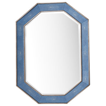 Tangent 30" Mirror, Silver with Delft Blue