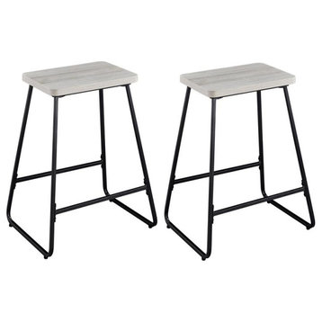 Steve Silver Carson Weathered Driftwood Gray Metal Counter Stool