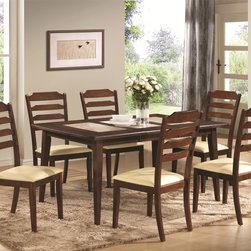 Coaster Baker 7 Pc Rectangular Dining Table and Ladder Back Chair Set - Dining Sets
