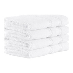 CLASSIC TURKISH TOWELS - Antalya 4-Piece Washcloth Set, White - Bath Towels