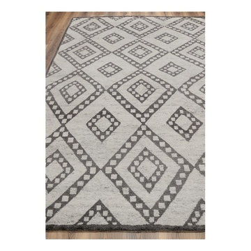 Rugsville Beni Ourain Double Diamond Wool Charcoal Moroccan Rug 37012 6x9