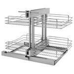 Rev-A-Shelf - Steel 2-Tier Pull Out Organizer for Blind Corner Cabinets With Soft Close, 15" - Rev-A-Shelf's 5PSP Series maximizes space in blind corner cabinets while allowing the user full accessibility to the entire unit. The unit is easy to assemble and installs for either left or right-handed applications. This chrome blind corner optimizer fits most 45” blind corner cabinets and features chrome accents, soft-close ball-bearing slides and heavy duty materials making it functional, reliable and stylish.