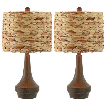 JONATHAN Y Lighting JYL4051 Pack of (2) Theodore 21" Tall LED - Brown Wood