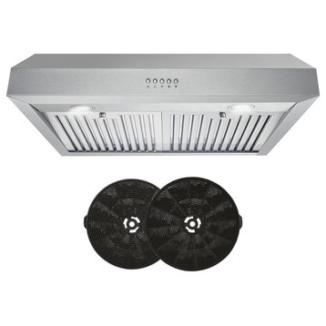 30" Under Cabinet Range Hood, Stainless Steel With LED Lights