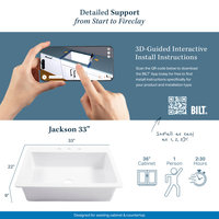Jackson Matte Black Fireclay 33" Single Bowl Drop-In Kitchen Sink with 3 Holes