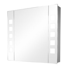 Demisting Mirrored Bathroom Cabinet and LED Squares, Without Built-In Speakers