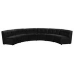 Meridian Furniture - Limitless Velvet Upholstered 6-Piece Modular Sectional, Black - Invest in your home's comfort with this Limitless 6 Piece Sectional. This modular unit offers tons of flexibility in the number of ways that you can put each piece in the Limitless collection together to get the ideal customized look. Upholstered in black velvet, this beautiful piece is soft and cool to the touch, so you can feel comfortable from every angle. Button and channel tufting add to this unit's upscale look and contemporary charm.