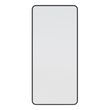 48"x22" Radius Corner Stainless Steel Framed Mirror, Black