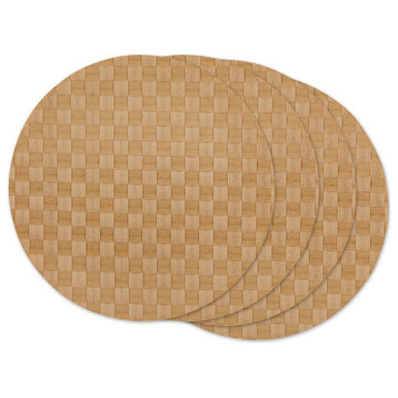 Leather Brown Basketweave Rectangle Woven Placemat Set/4