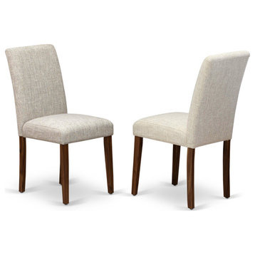 Set Of 2, Upholstered Dining Chairs, Antique Walnut Hardwood Structure