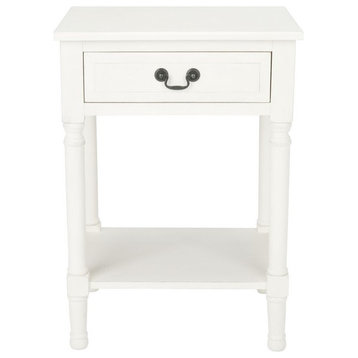 Nellie One Drawer Accent Table Distressed White