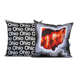 Ohio Map Pillow, Charcoal - Decorative Pillows