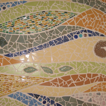 Ocean Currents Bathroom Mosaic in Private Residence
