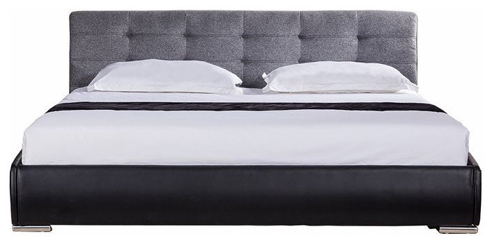 American Eagle Faux Leather Fabric California King Platform Bed, Gray ...