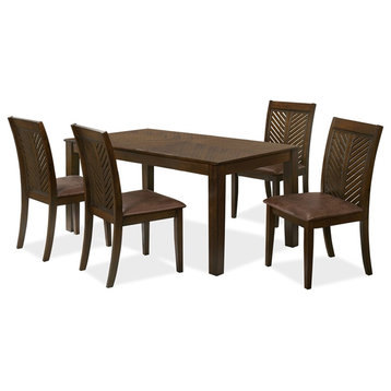 Bowery Hill Transitional Wood 5-Piece Dining Table Set in Walnut