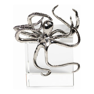 Cyan Octopus Shelf Decor - Aged Brass - 11239