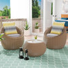 Furniture of America Fiara 3-Piece Aluminum Patio Chair Set in Natural Brown