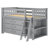 Plank+Beam Twin Low Loft Bed + One 6-Drawer Dresser+Bookcase