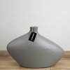 Bottle Ceramic Squatty Vase in Light Gray Matte 10"H