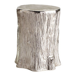 METALLIC FAUX-BOIS STOOL - NEW - Accent And Garden Stools