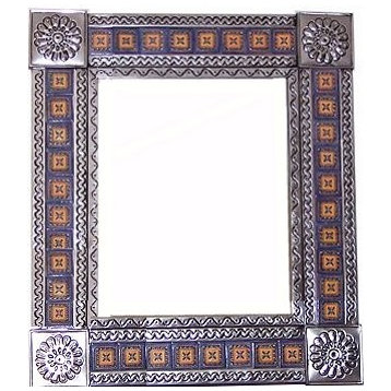 Medium Silver Cross Tile Talavera Tin Mirror