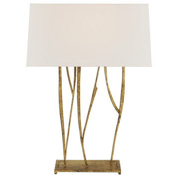 Aspen Console Lamp in Gilded Iron with Linen Shade
