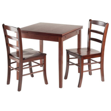 Winsome Pulman 3-Piece Extendable Solid Wood Dining Set in Walnut