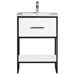 Legion Furniture - 24" White Finish Sink Vanity With Black Metal Frame, PVC - Dimensions: L:18 x W:24 x H:33.5