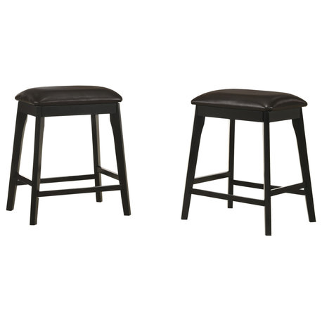 Mirabelle 25 In Upholstered Counter Stool Set of 2, Brown/Espresso