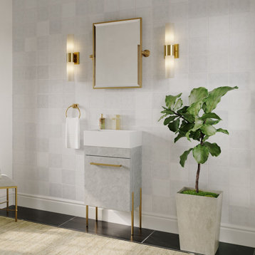 The Ravena Bathroom Vanity, Gray Marble, 18", Single Sink, Freestanding