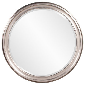 Roseto HEMIR47095 George 36" Round Portrait Framed Wall Mirror - Bright Silver