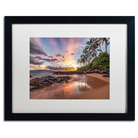 Pierre Leclerc 'Hawaiian Sunset Wonder' Matted Art, Black Frame, White, 20x16