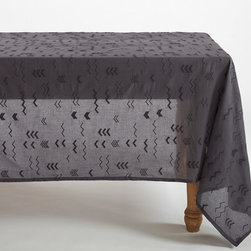 Abstract Embroidered Voile Tablecloth - Tablecloths