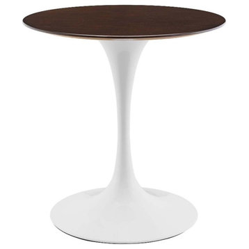 Modway Lippa 27.5" Round Modern Wood/Metal Dining Table in Cherry/White