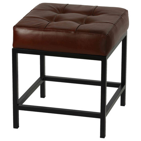 Bare Decor Tanzie Genuine Leather Stool and Metal Legs