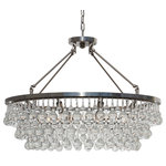 Lightupmyhome - Lightupmyhome Celeste 32" Glass Drop Chandelier, Brushed Nickel,Hanging or Flush - Hundreds of large clear glass drop crystals surround this brush nickel finished frame. With the ability to display this light as a hanging or flush mount version, the versatility of the Celeste Chandelier makes it the perfect fit for any space.