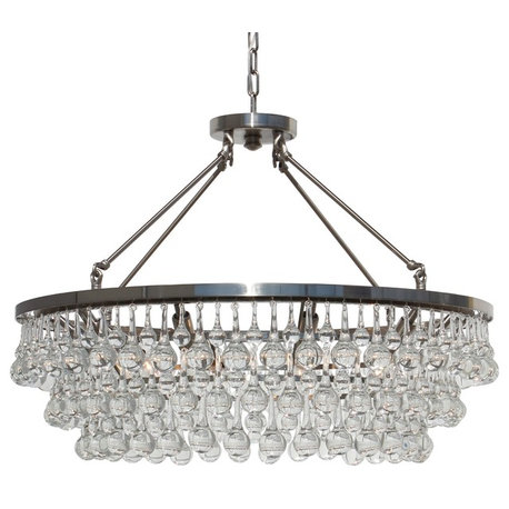 Lightupmyhome Celeste 32" Glass Drop Chandelier, Brushed Nickel,Hanging or Flush